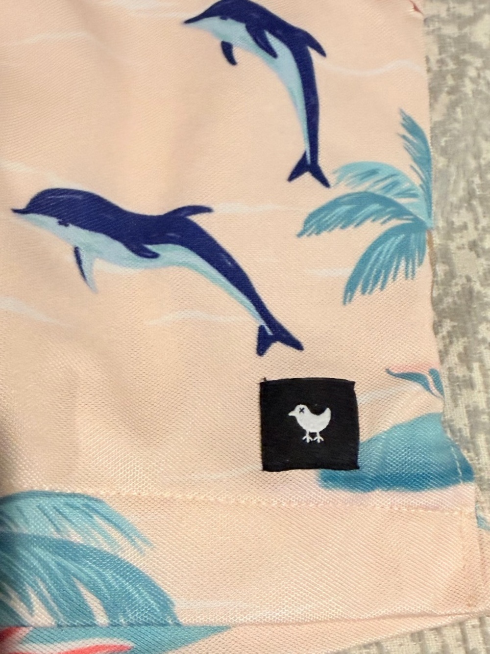 Bad Birdie Men's "Roll 'Em" Weekender Shorts - Peach Tropical Dolphin Print - XL